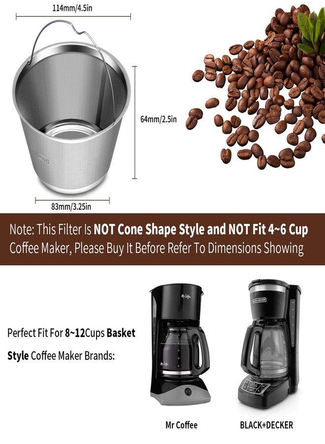 RUOYING 8-12 Cup Reusable Basket Coffee Filters, Perfect Fit for Mr. Coffee, Black & Decker, Krups Coffee Makers - Image 2